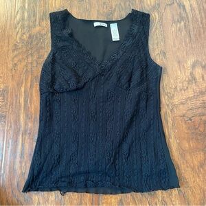 Vintage 90s y2k black lace mesh like tank top.